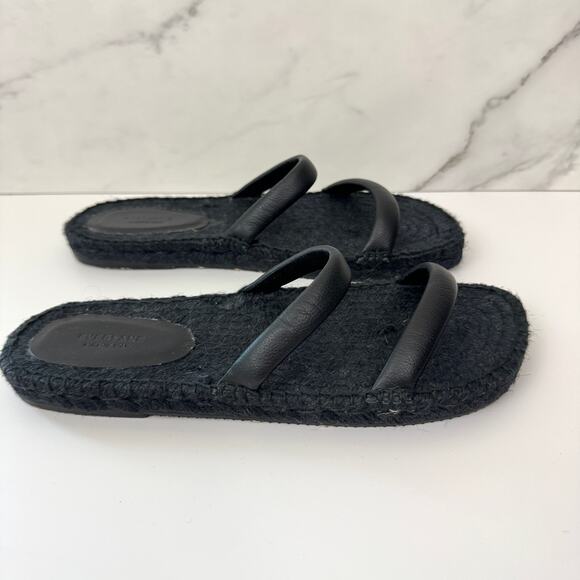 Everlane Womens Espadrille Sandals Size 9 Leather Jute Minimal Summer Black - Picture 2 of 8